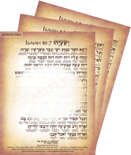 Isaiah 11 in Hebrew - 3-Page PDF Download